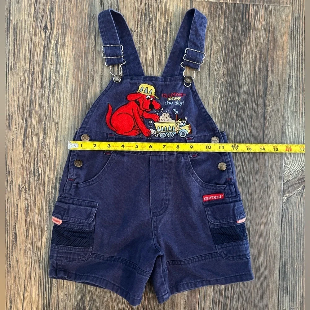 Vtg Clifford the Big Red Dog Saves the Day Shortalls Overalls 3T Blue Dump Truck